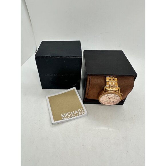 Michael Kors Womens Gold Chronograph Watch MK5077 Stainless Steel Band Original main image 8